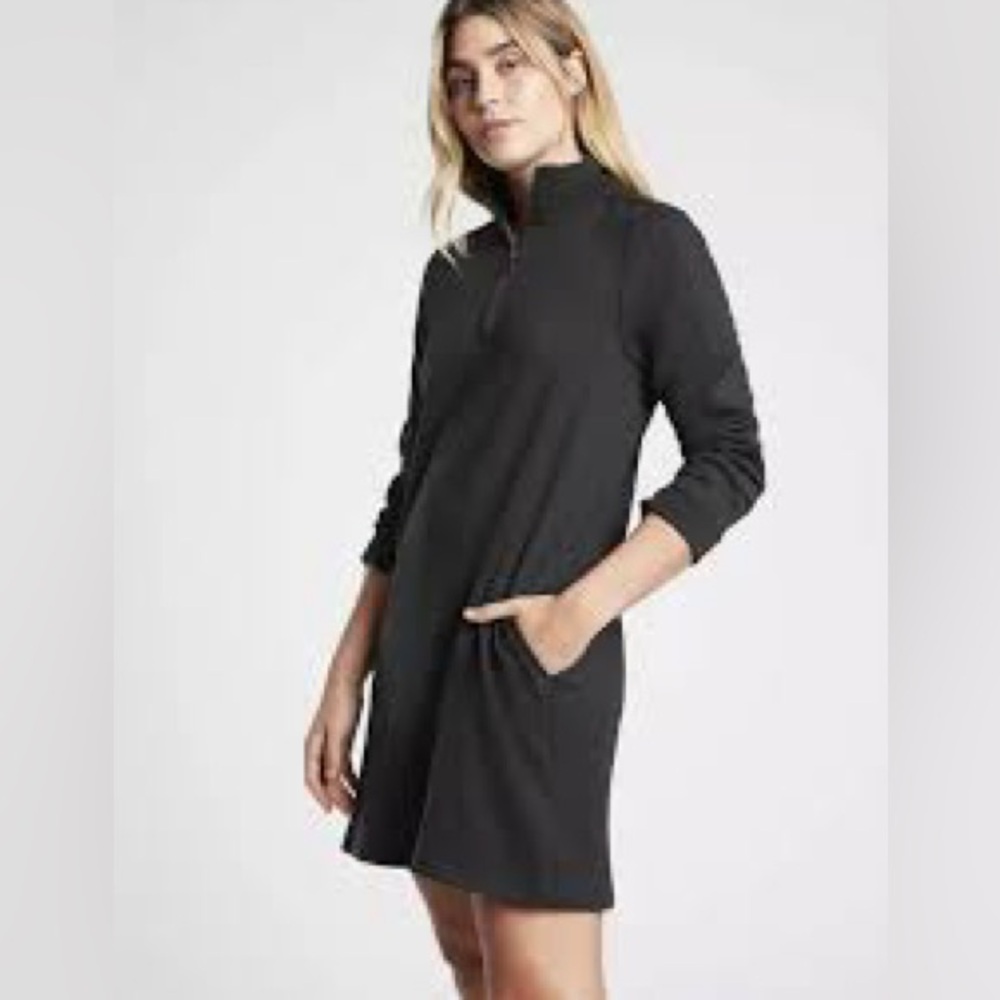 Athleta West Town Black Sweatshirt Dress Size M